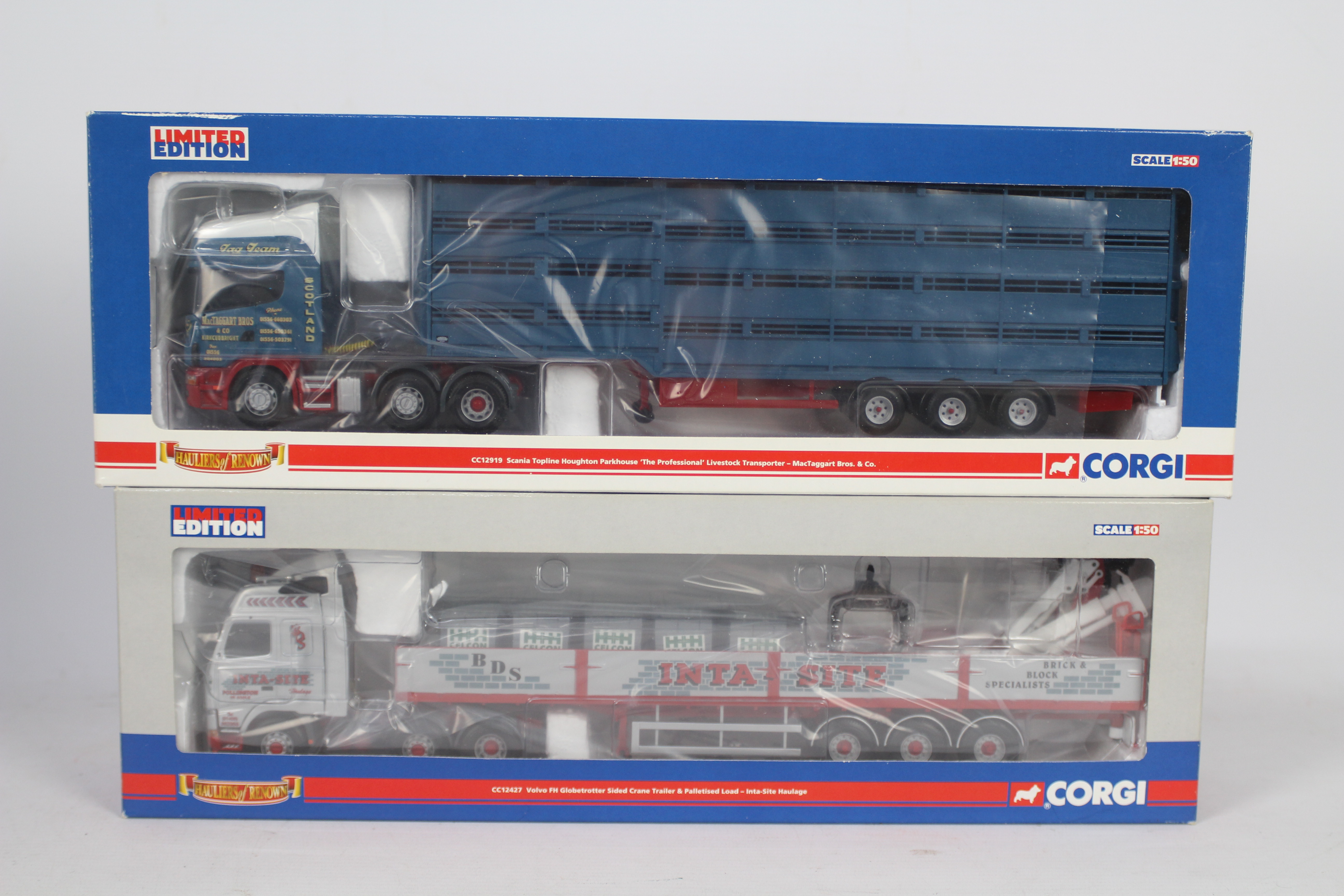 Corgi - A pair of boxed Corgi Limited Edition 1:50 scale diecast trucks from the Corgi 'Hauliers of