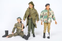Palitoy, Action Man - Three unboxed vintage Action Man figures.