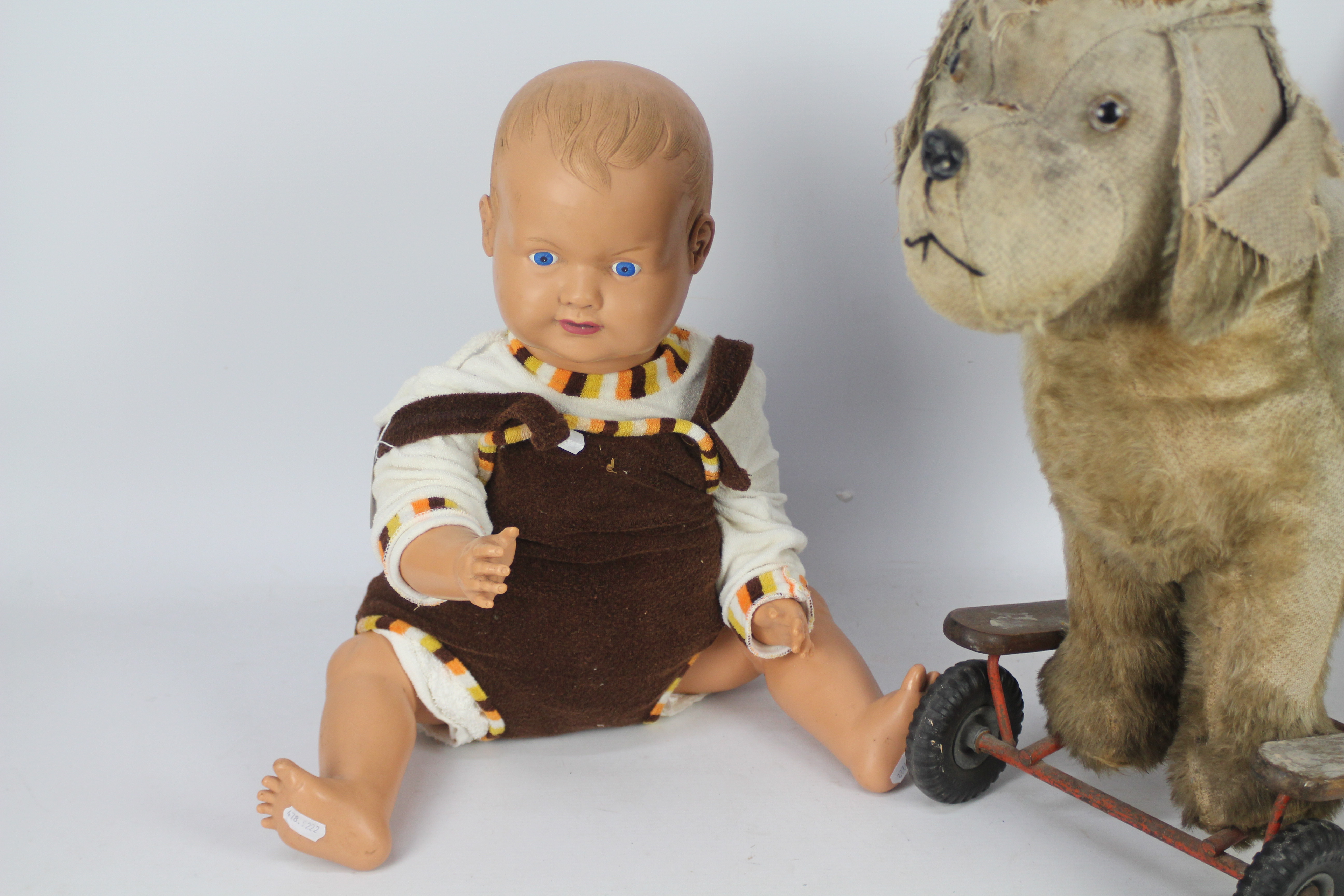 Triang, Other - An unboxed and unmarked vintage child mannequin doll with a Triang Push-Along-Dog. - Image 3 of 4