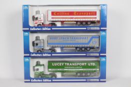 Universal Hobbies - Three boxed Limited Edition 1:50 scale diecast Scania Curtainside trucks from