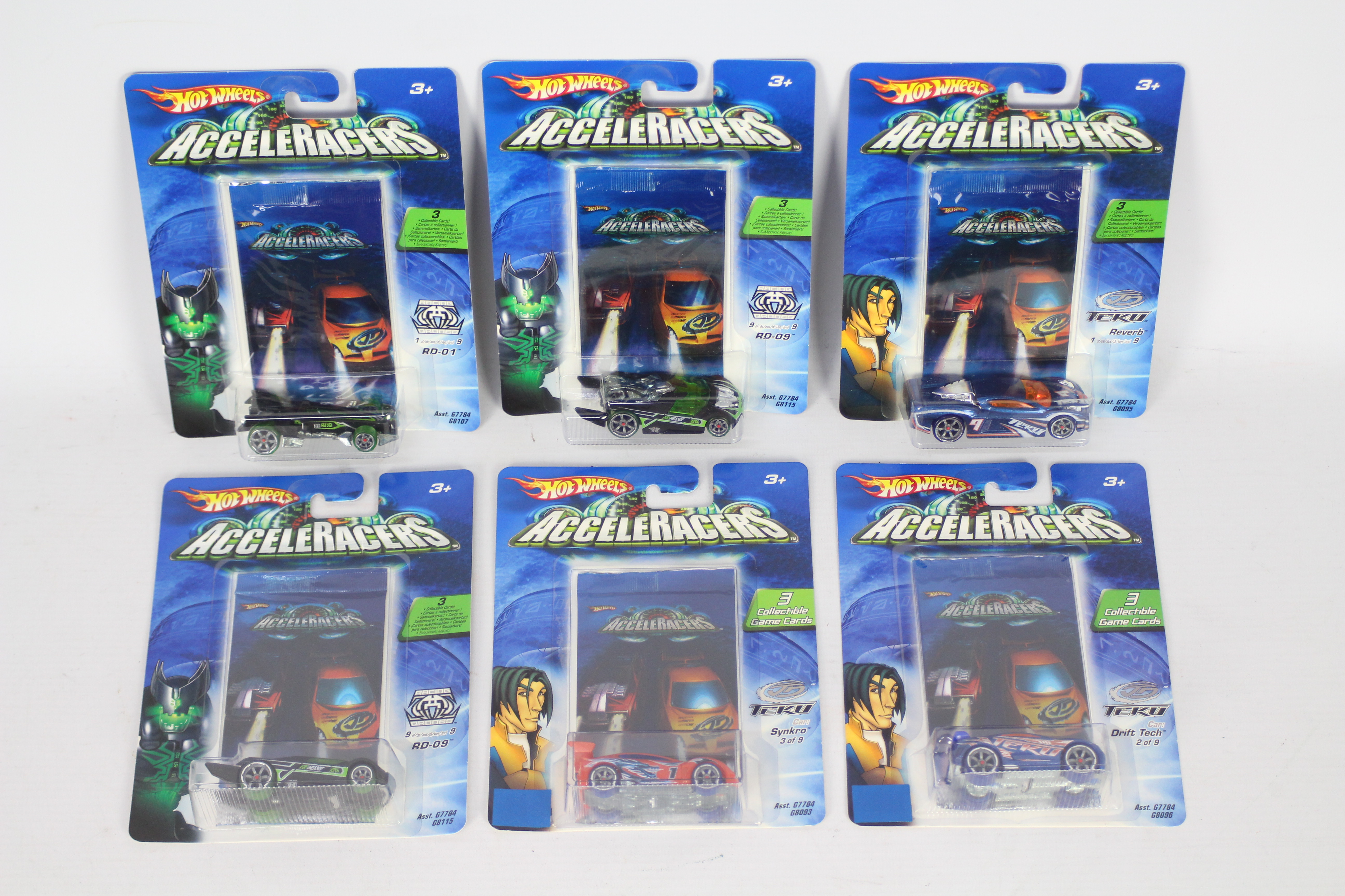 Hot Wheels - Acceleracers - 6 x unopened carded Acceleracers models from the Teku and Racing Drones