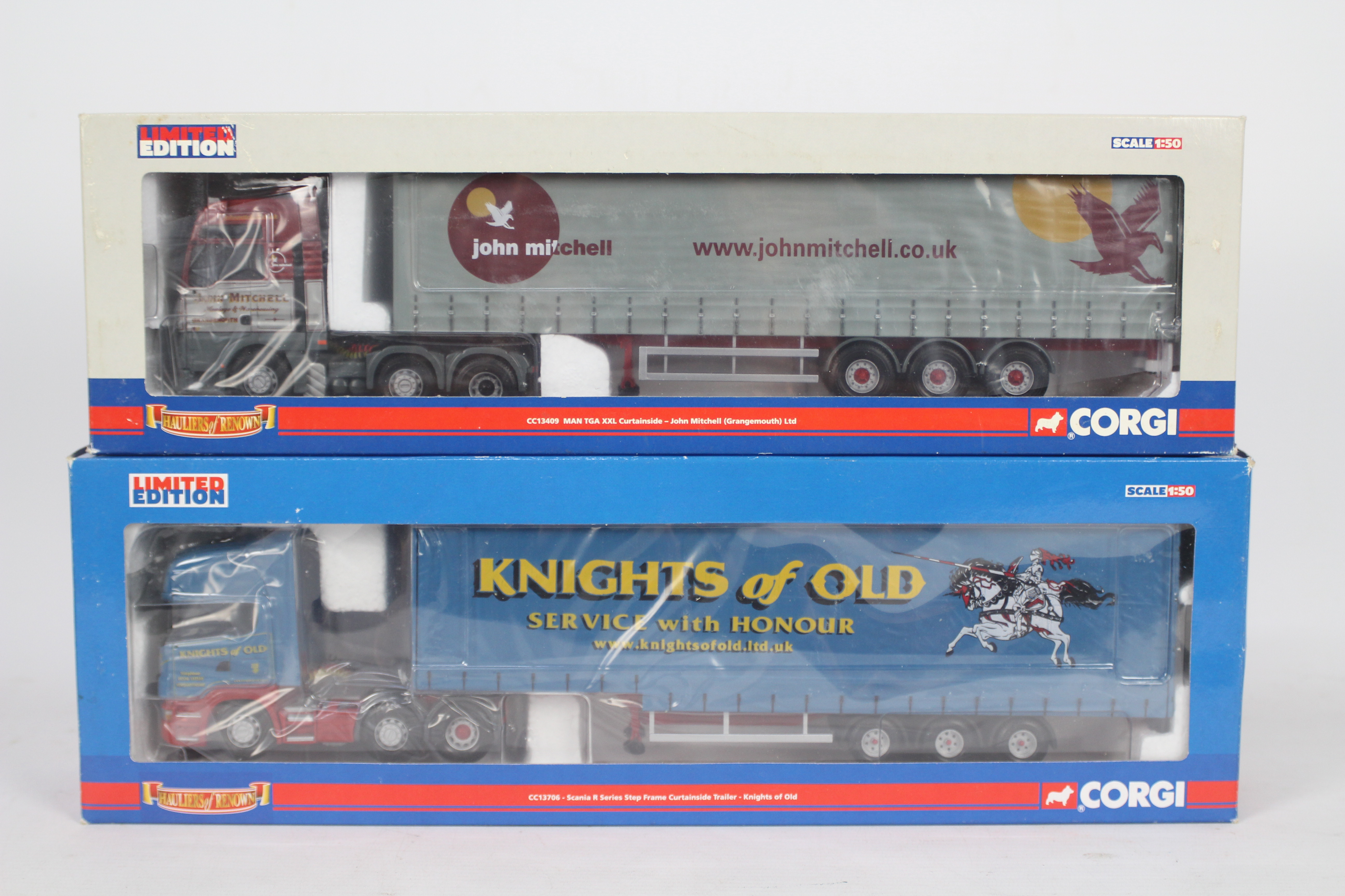 Corgi - Two boxed Corgi Limited Edition 1:50 scale diecast trucks from the Corgi 'Hauliers of
