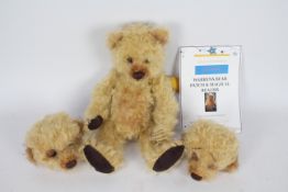 One of a Kind Artist Teddy Bear - A 'Monty The Mood Bear' and three other heads of teddy bears.