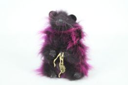 Unknown Maker - A purple and black coloured hamster with glass eyes and thin plastic whiskers.