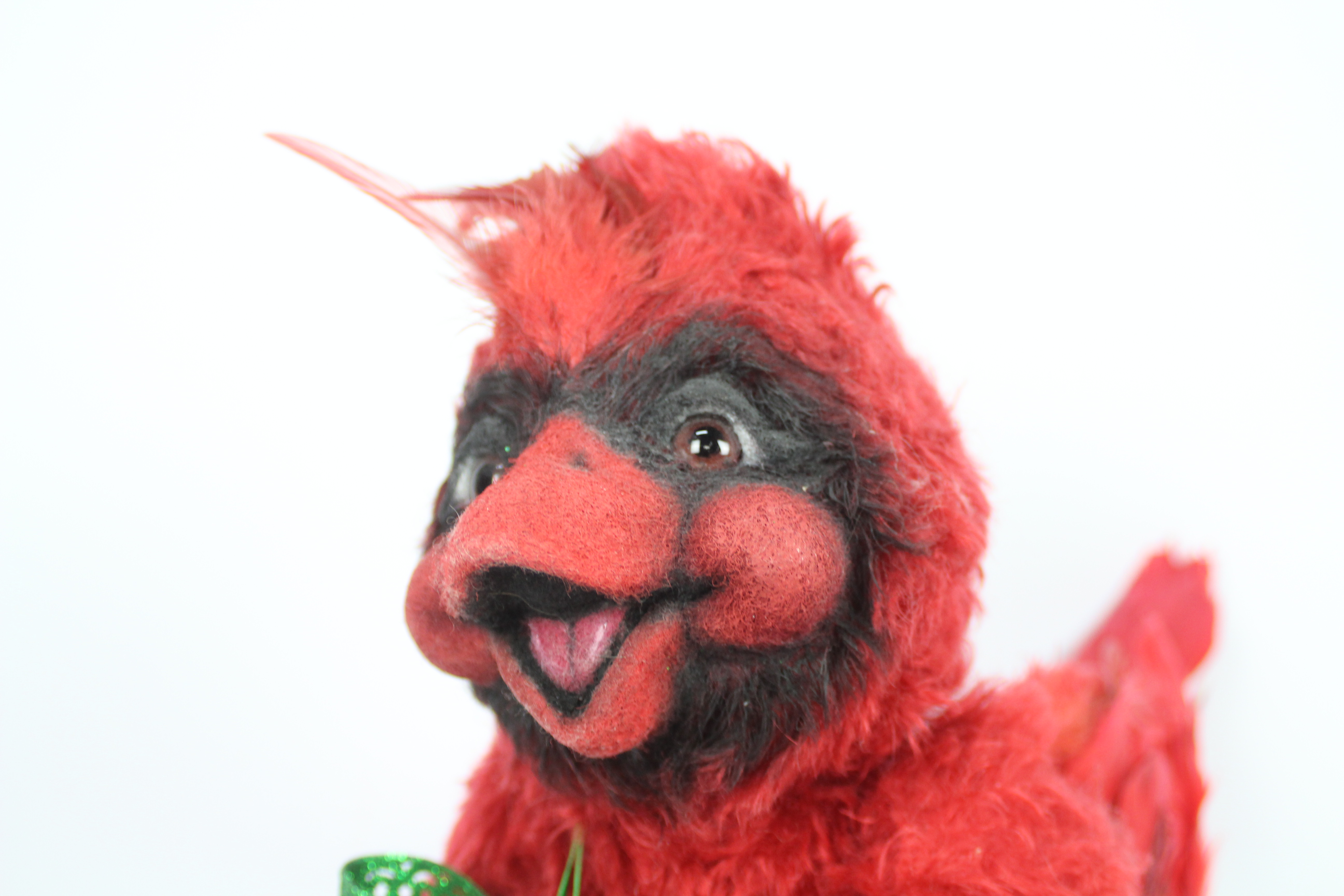 Tender Care Nursery - A large red bird with feathers made by Judy Bauer. - Image 5 of 5