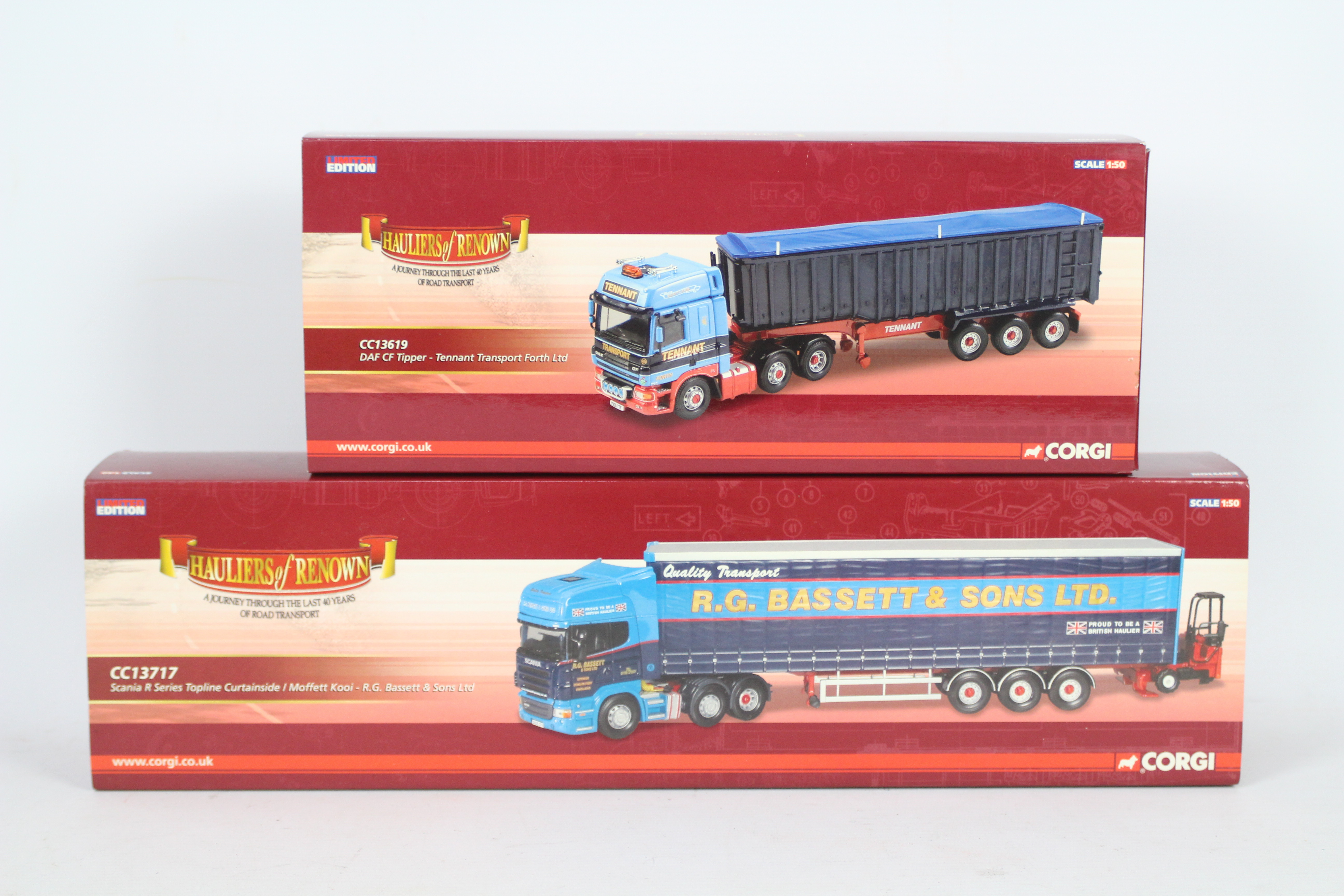 Corgi - A pair of boxed Corgi Limited Edition 1:50 scale diecast trucks from the Corgi 'Hauliers of