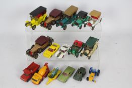 Matchbox - A collection of 16 x vintage models including a mid 1960s Ford GT in white with red