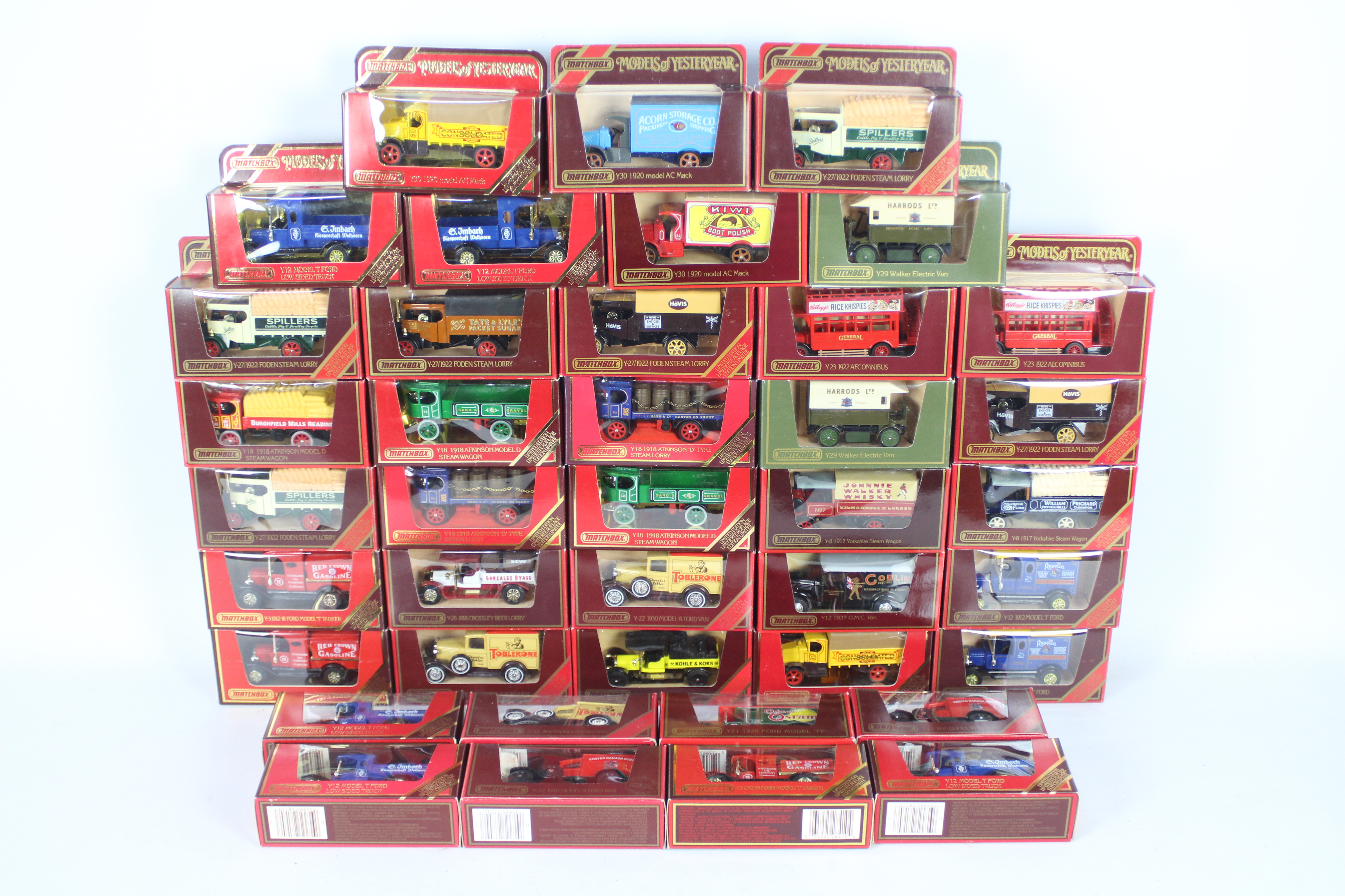 Matchbox Models of Yesteryear - 40 boxed Matchbox MOYs in red boxes.