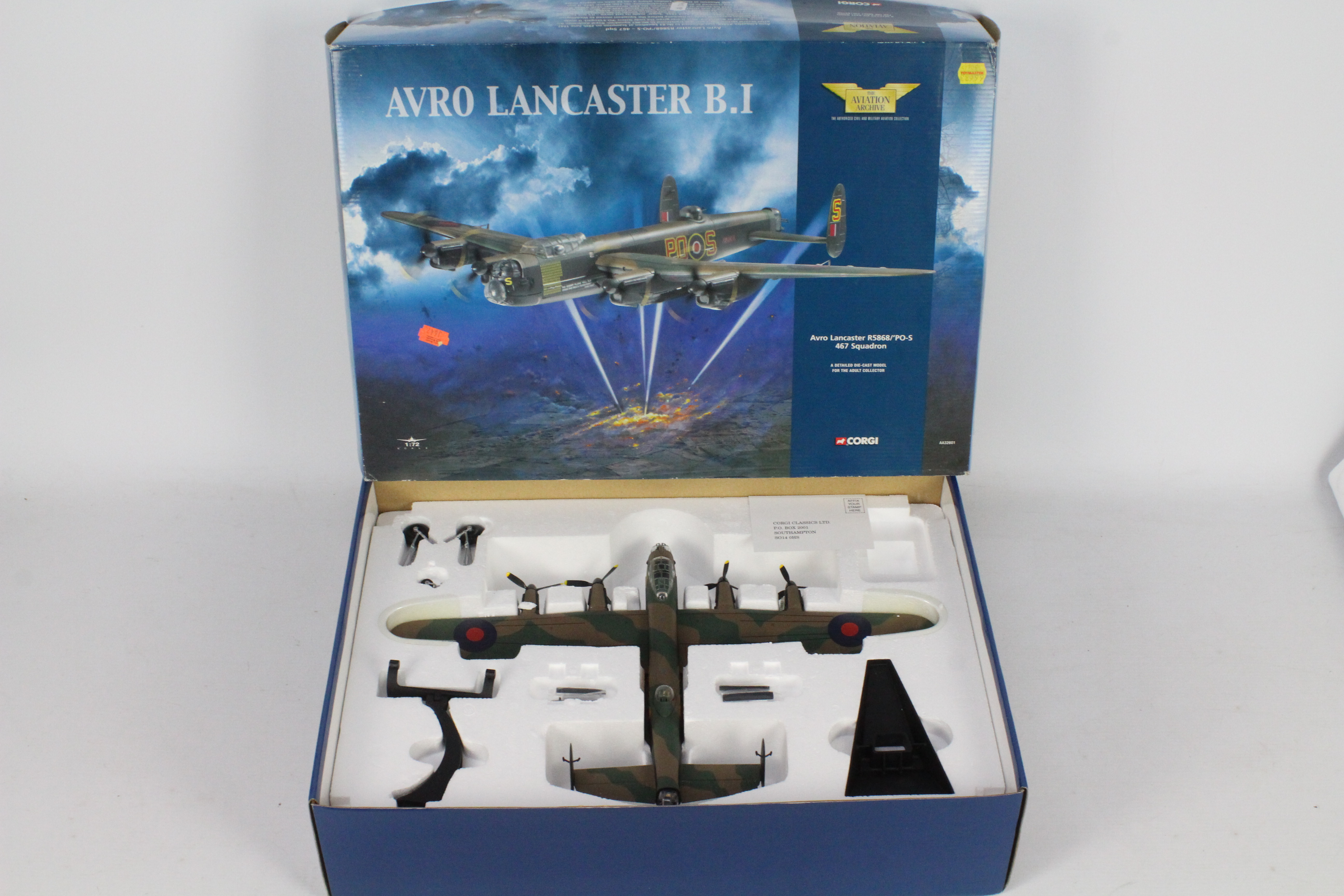 Corgi Aviation Archive - A boxed 1:72 scale AA32601 Avro Lancaster R5868 /'PO-S - 467 Sqd.