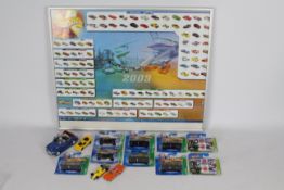 Hot Wheels - Treasure Hunt - Saico - 13 x mostly carded models and a framed poster,