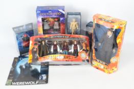 BBC, HC Hero, Character Online, Other - Six boxed Doctor Who themed action figures in various sizes.