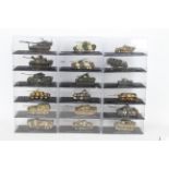 DeAgostini - A group of 18 boxed military vehicles from the DeAgostini 'Combat Tanks Collection'.
