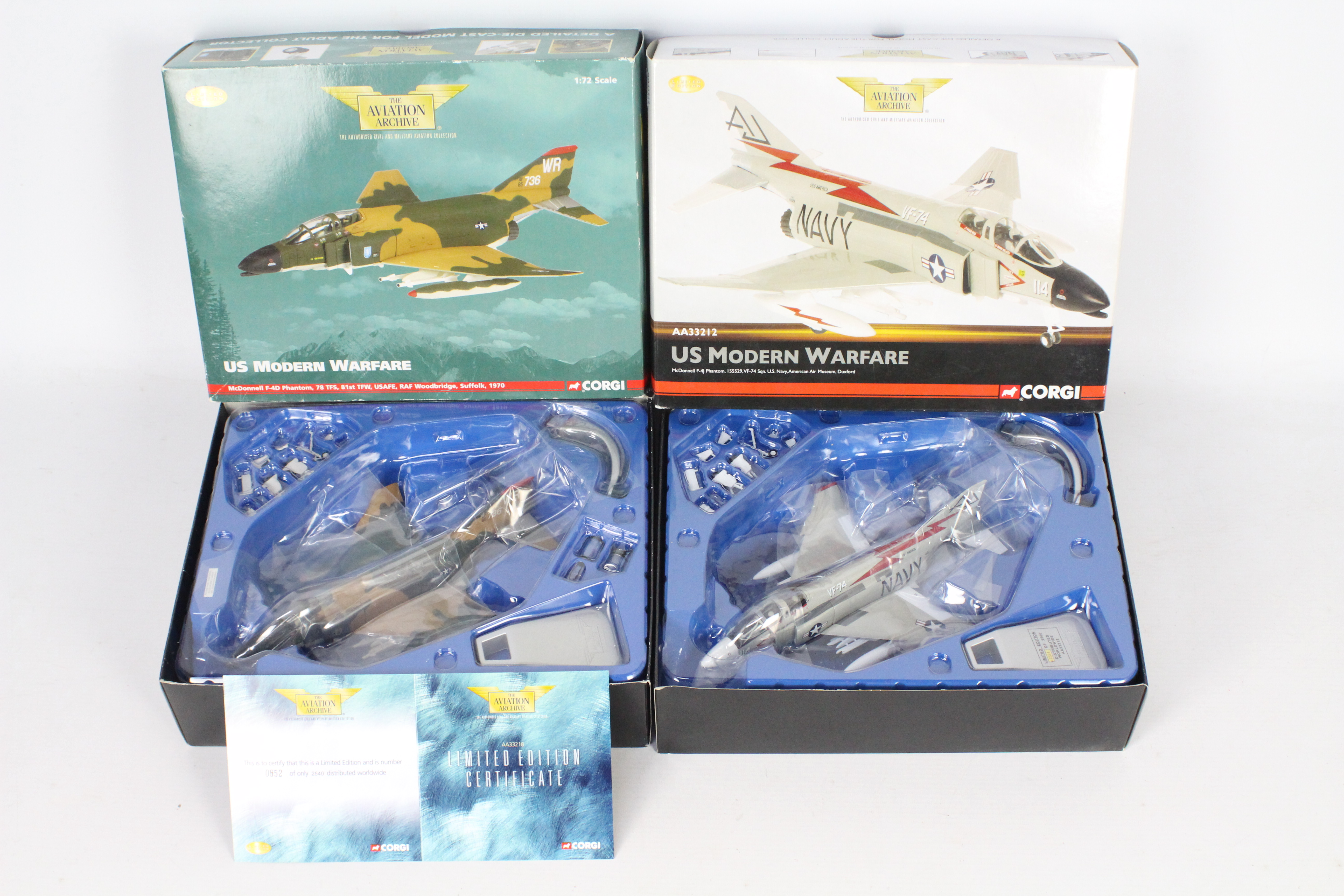 Corgi Aviation Archive - Two boxed Limited Edition 1:72 scale Corgi Aviation Archive McDonnell F-4J