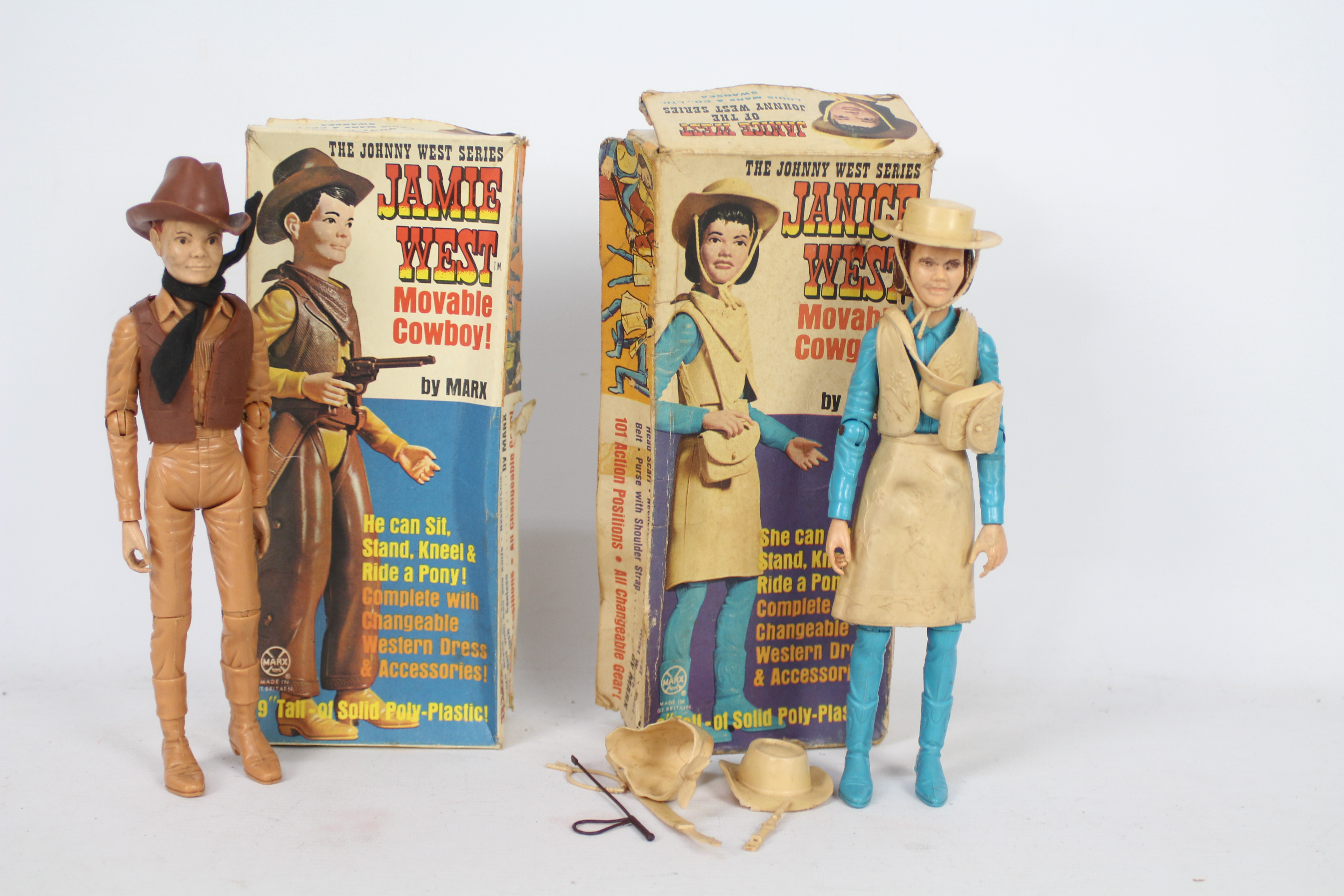 Marx - Two boxed 'Johnny West' 9 inch action figures from Marx.