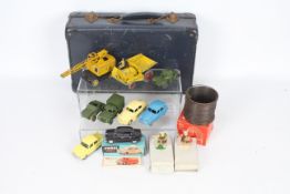 Dinky - Corgi - HR Products - A small vintage suitcase with 9 x Dinky and Corgi vehicles,