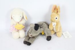 Steiff - Three Steiff plush toys.