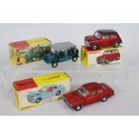 Dinky - 3 x boxed models, # 168 Ford Escort in metallic red,