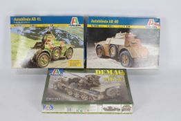 Italeri - Three plastic military model vehicle kits in 1:35 scale.