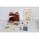 SimBel Bears - Two Christmas-themed mohair bears and sixteen various bear certificates - Both bears