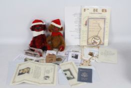 SimBel Bears - Two Christmas-themed mohair bears and sixteen various bear certificates - Both bears