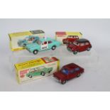 Dinky - 3 x boxed models, # 138 Hillman Imp in the rare metallic red with blue interior,