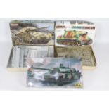 Heller, Dragon, Tamiya - Three boxed 1:35 scale plastic model tank kits.