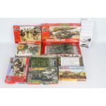 Airfix - Five boxed Airfix military vehicle and personnel plastic model kits with a box of Airfix