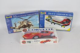 Airfix, Revell - Three boxed plastic model kits in various scales.