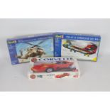 Airfix, Revell - Three boxed plastic model kits in various scales.