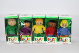 PMS - Happy Kids Dolls - A set of 5 x boxed NSPCC Happy Kids dolls dating from 1999, Jordan, Maya,