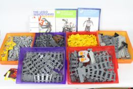 Lego - A quantity of loose Lego pieces including railway track, 3 x Lego Mindstorms books,