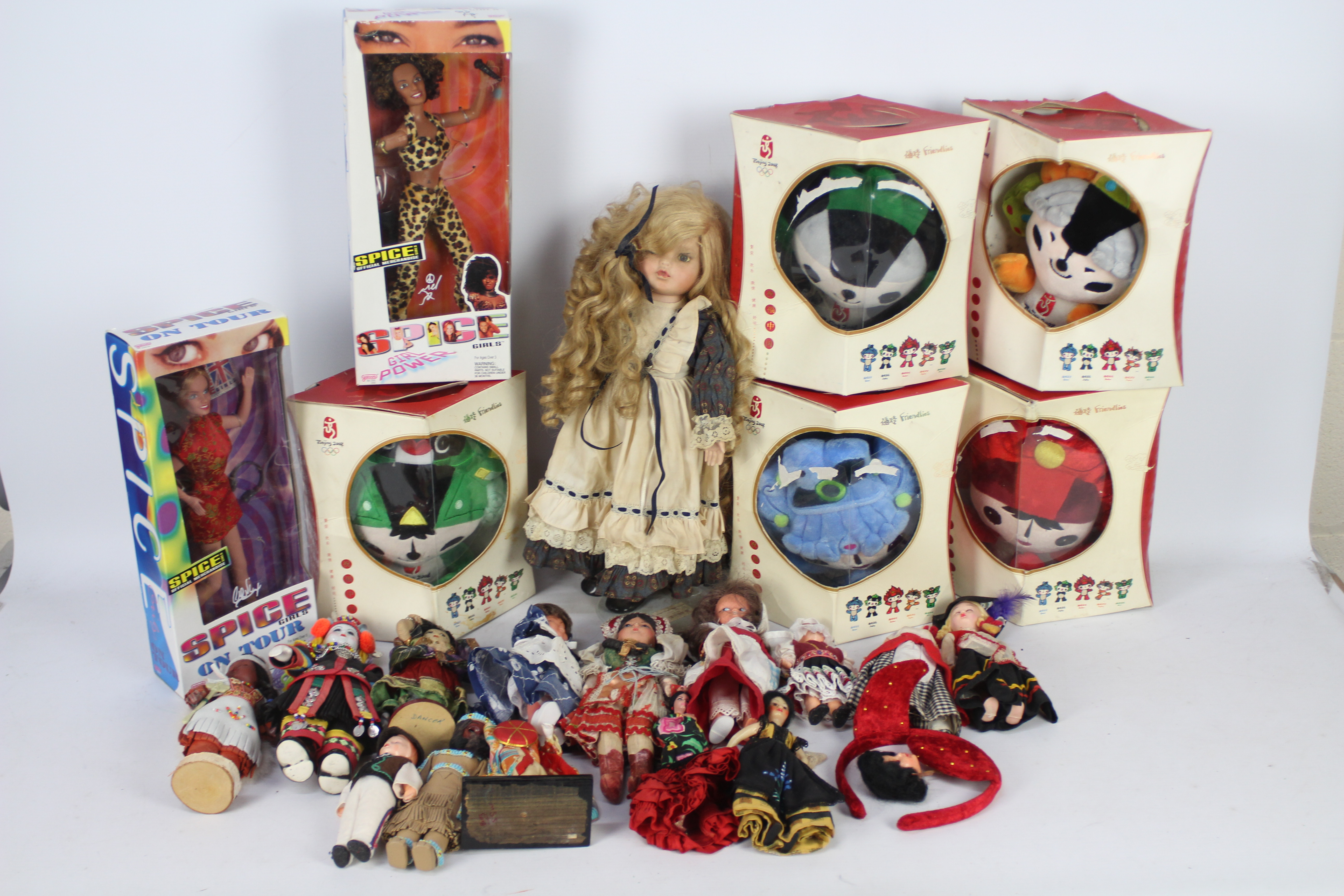 Galoob, Others - A collection of boxed dolls, boxed soft toys and a group of unboxed costume,