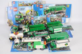 Lego - A collection of 10 x Lego City vehicles including Tipper truck & trailer # 7998,