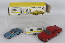 Kellerman - Ichimura - A boxed tinplate Mercedes SL & Caravan # 443 and an unboxed Ichimura