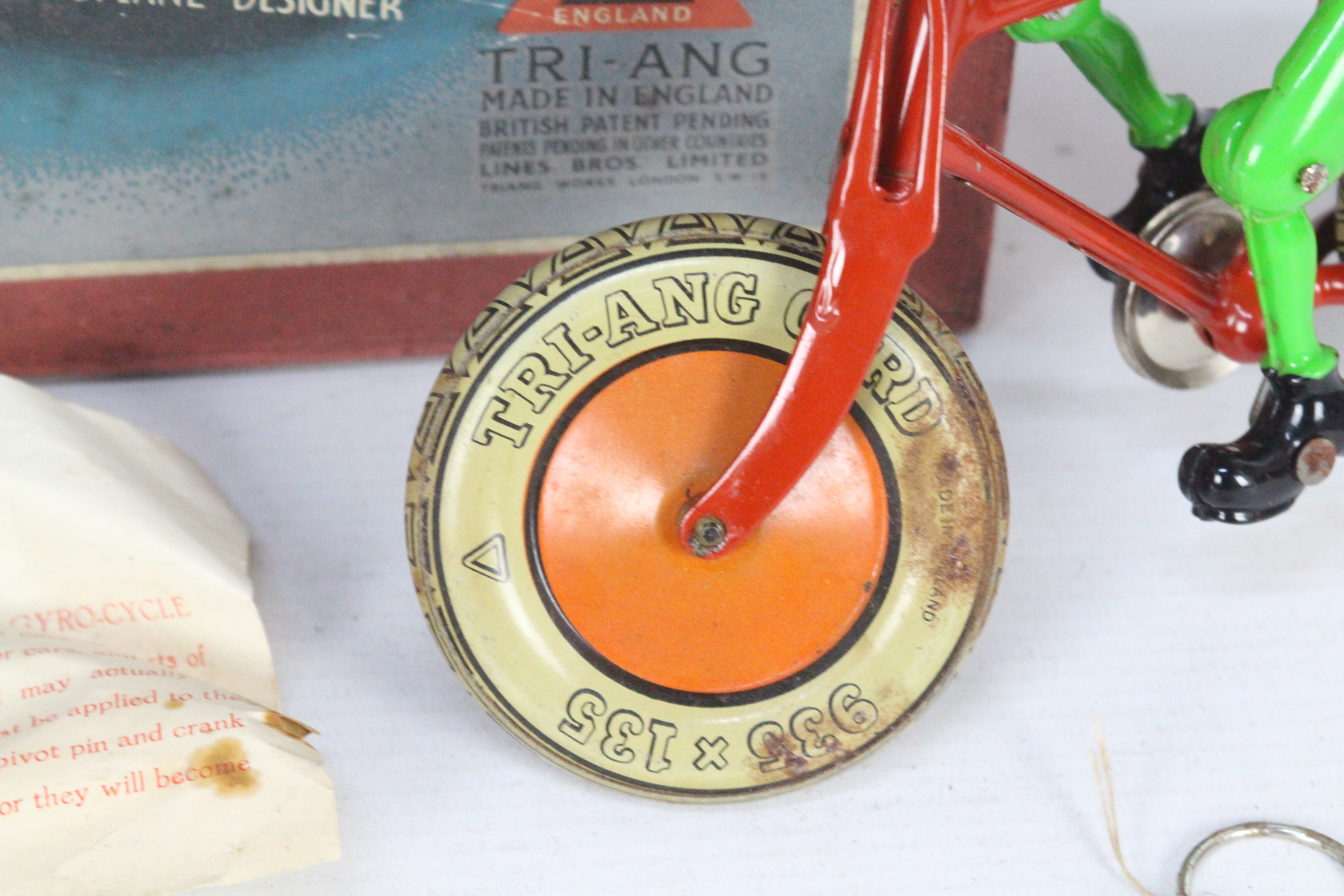 Tri-ang - A boxed 1930s Tri-ang Gyro Cycle toy in green. - Image 4 of 4