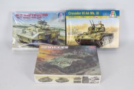 Italeri. Academy - Three boxed 1:35 scale plastic model tank kits.