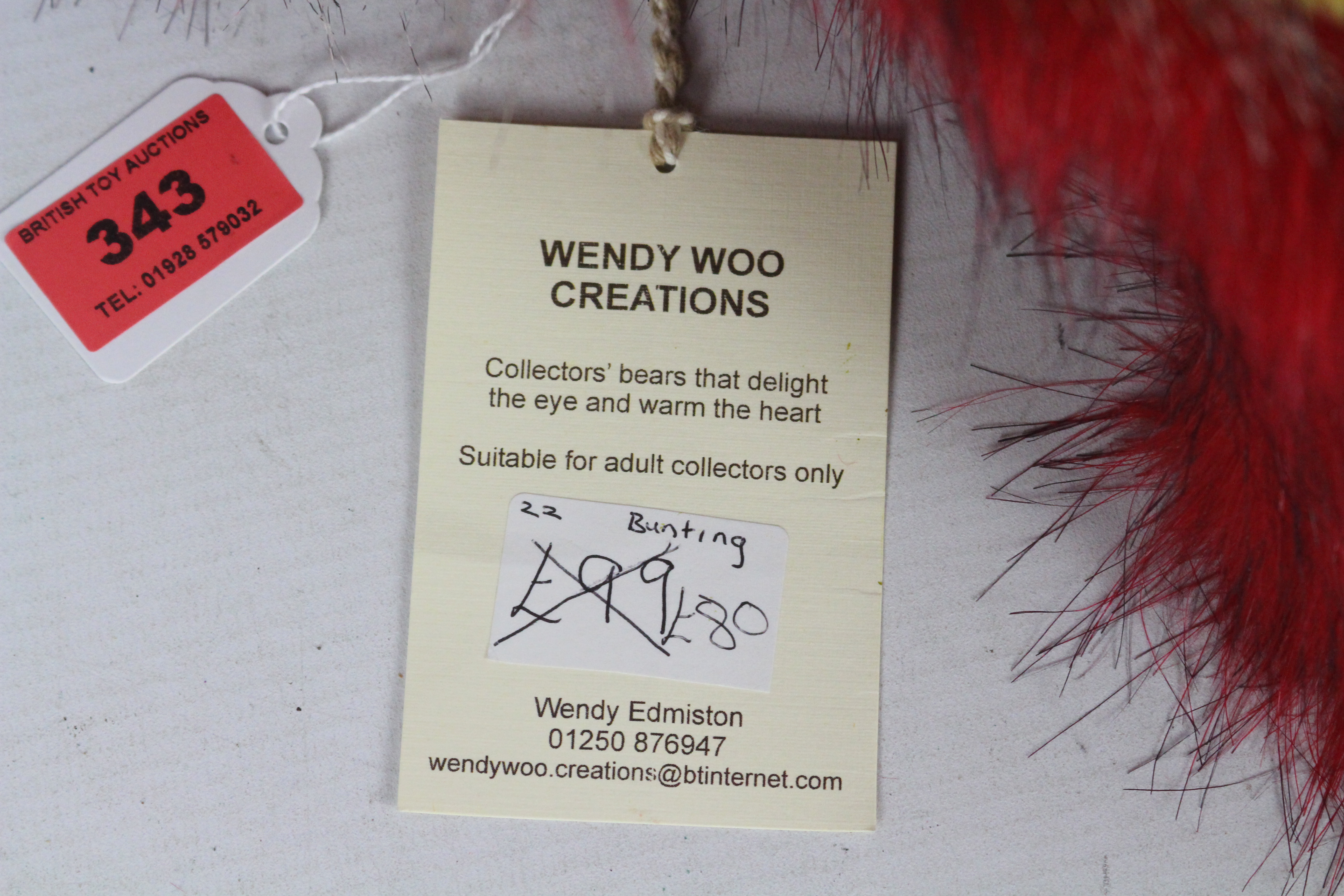 Wendy Woo Creations - A faux fur soft toy dragon with glass eyes and stitched nose. - Image 7 of 7