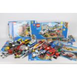 Lego - A collection of Lego vehicles including # 60010 Fire Rescue set, # 60049 Police set,
