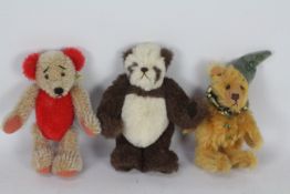 Meadow Bears, Pud Bears - Three small mohair bears - All bears have glass eyes and padded paws.