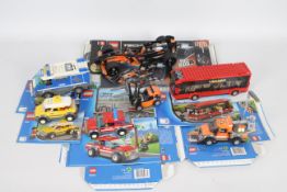 Lego - 7 x Lego vehicles, Technic race car # 42026, Taxi # 7937, fork lift # 60020,