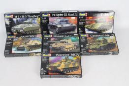 Revell - Seven boxed 1:72 scale plastic military vehicle model kits by Revell.