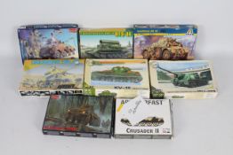 PST, Dragon, Roden, Armourfast, tItaleri - Eight 1:72 scale plastic model military vehicle kits.