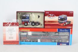 Corgi - 2 x limited edition trucks in 1:50 scale, a Scania dropside crane trailer in A.E.