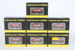 Graham Farish - 7 x boxed N gauge 8 plank end door wagons in Pease & Partners of Thorne livery #