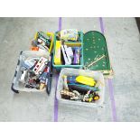 5 boxes containing - Star Wars - Action Man - Thunderbirds - Playmobil - Vintage pinball table and