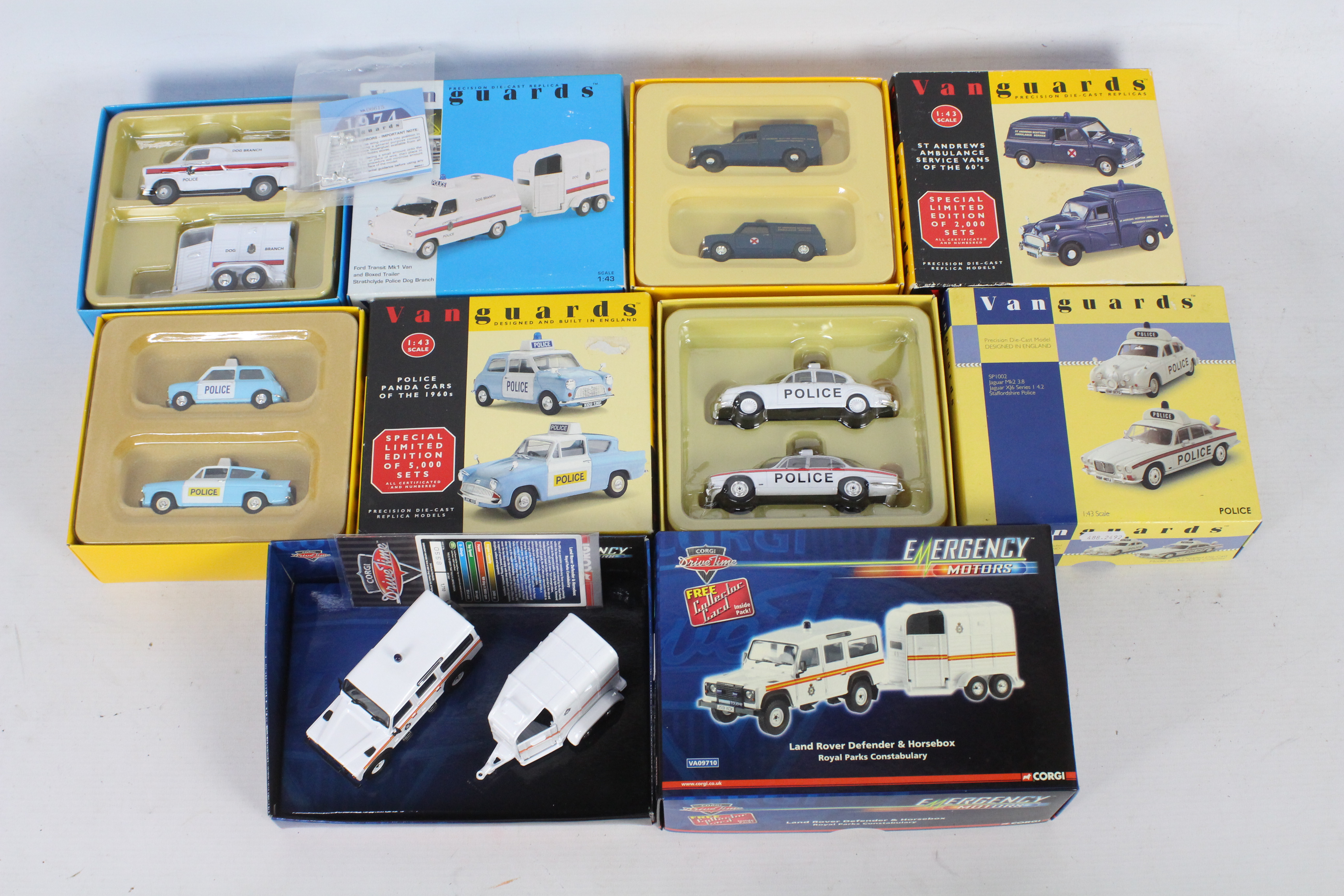 Vanguards - Five boxed Vanguards Limited Edition diecast model Police / emergency vehicle sets.