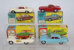 Corgi - 4 x boxed cars, Volvo P1800 # 228, Ford Bermuda Taxi # 430,