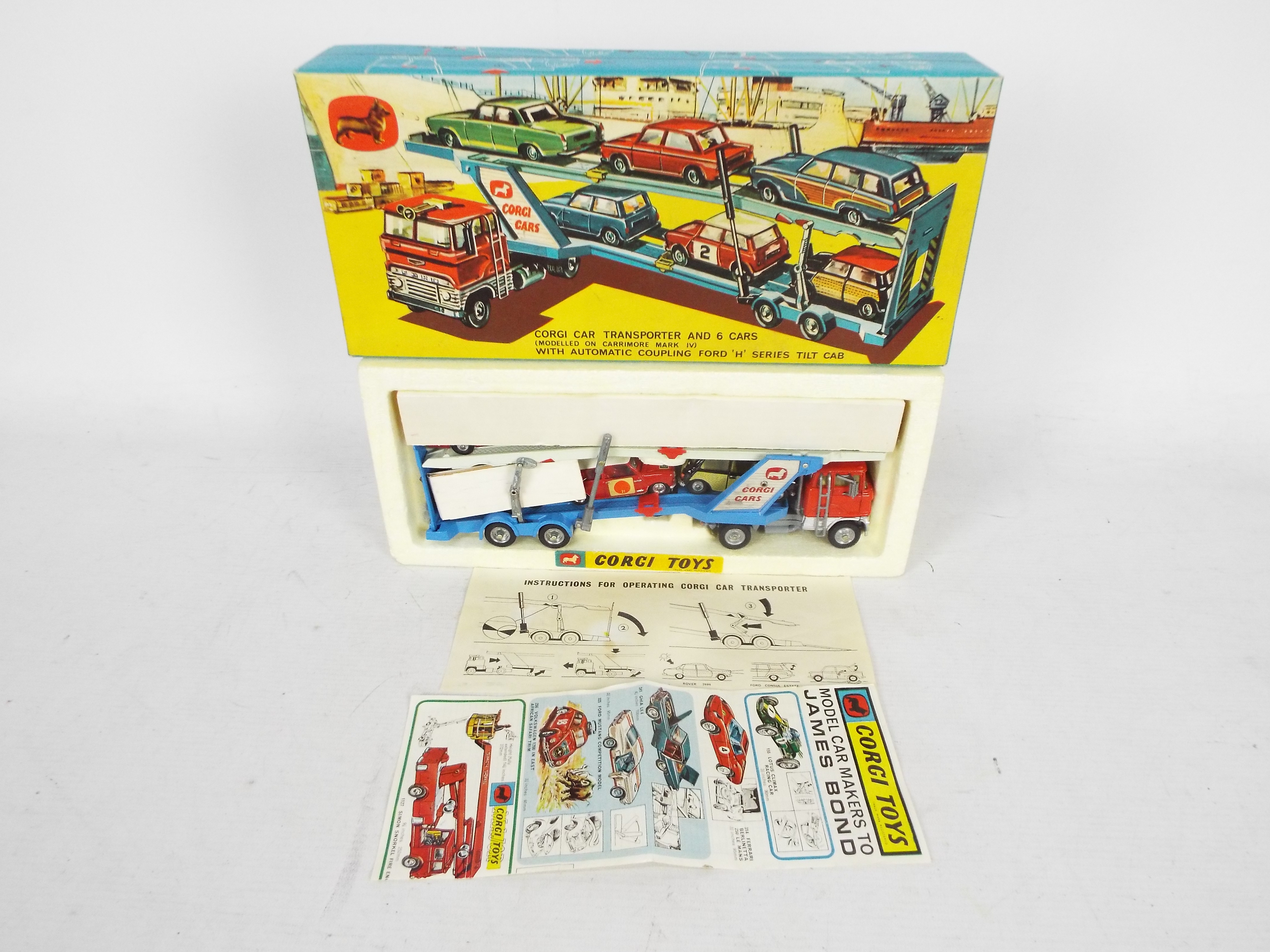 Corgi - A boxed Gift Set 41 with Ford Car Transporter carrying three BMC Minis,