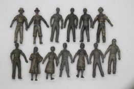 Unknown Maker - An unboxed grouping of 13 vintage 54mm white metal unpainted figures,