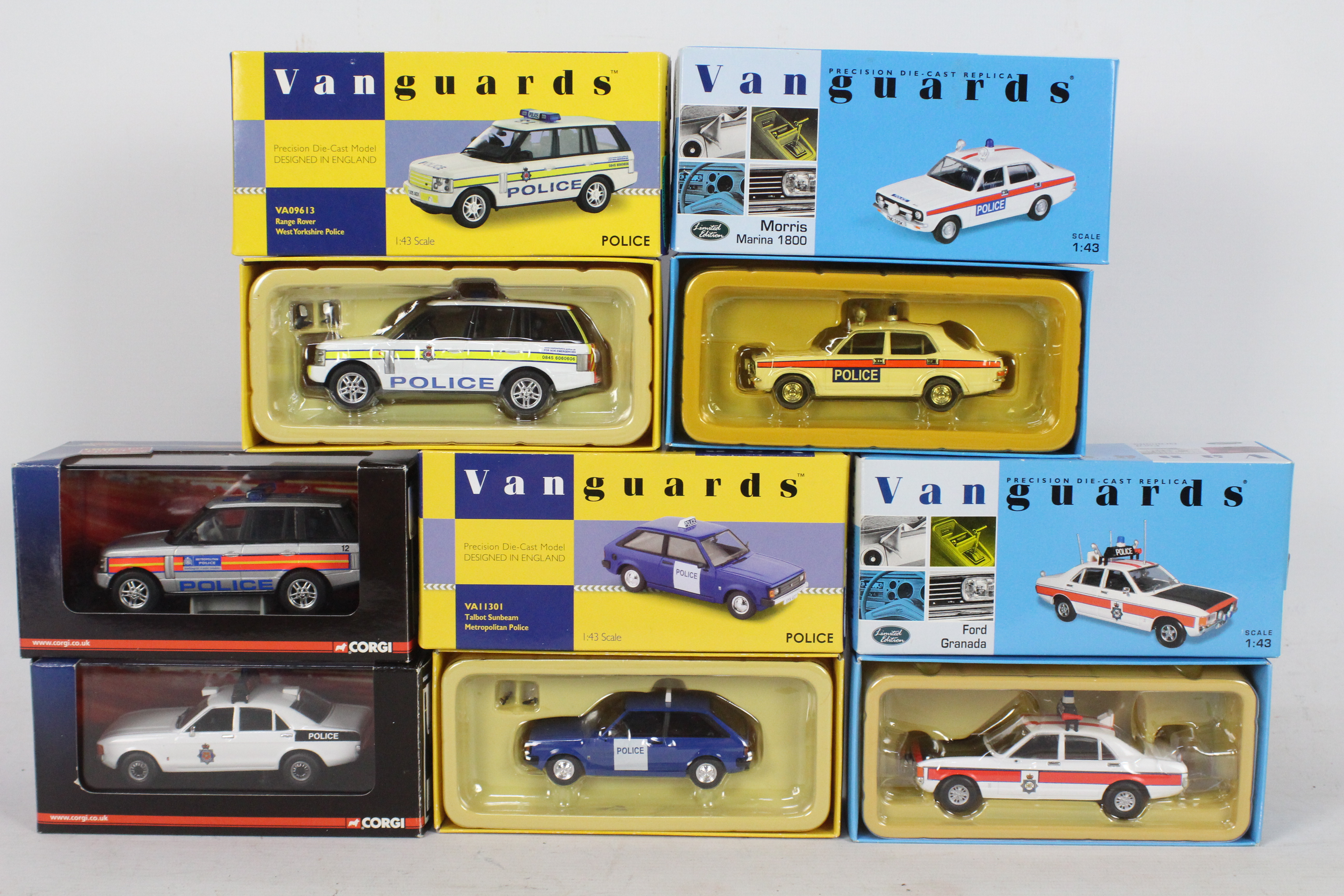 Vanguards - A squad of six Limited Edition diecast 1:43 scale 'Police' vehicles from Vanguards.